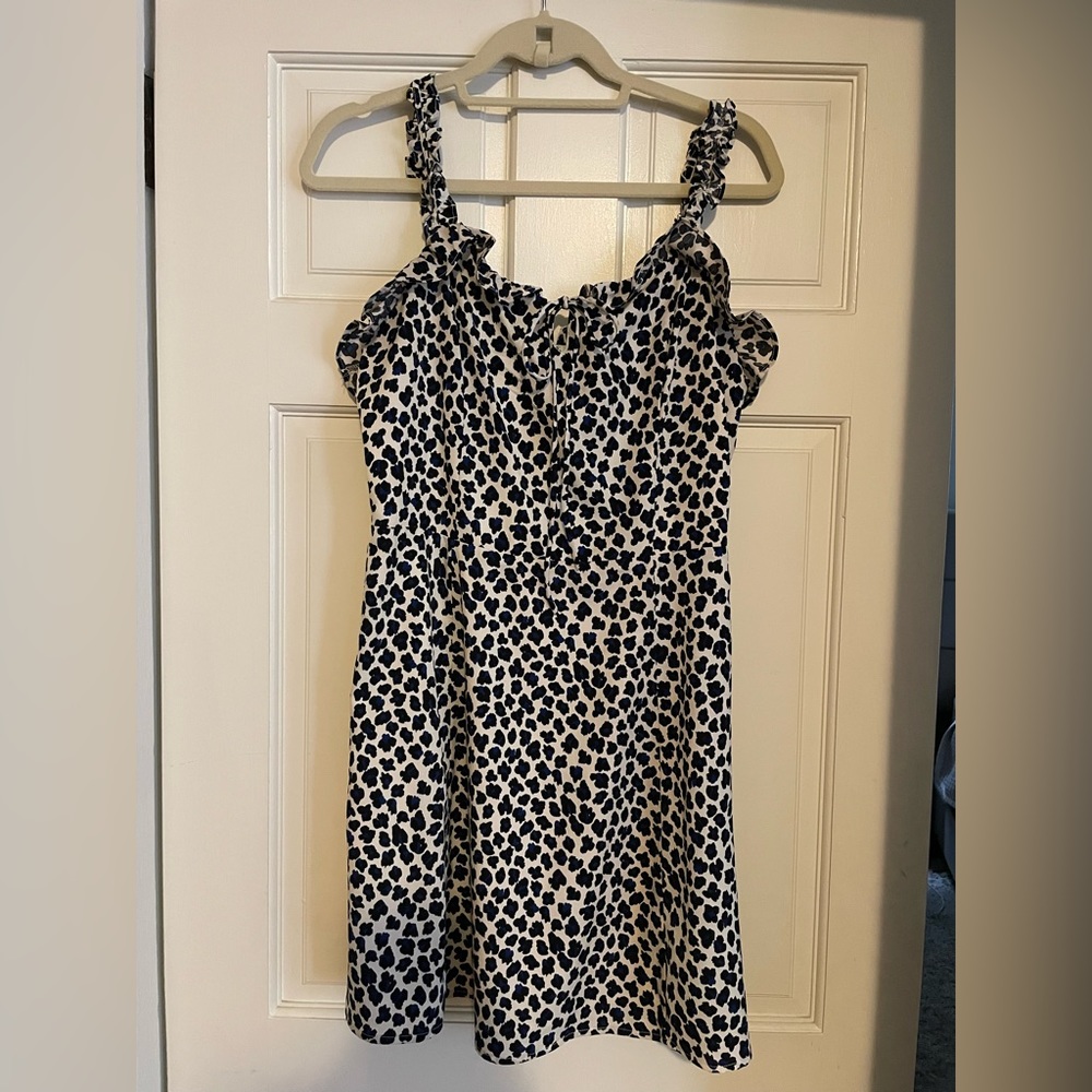 Aqua Printed Mini Dress with Ruffle Strap Detail